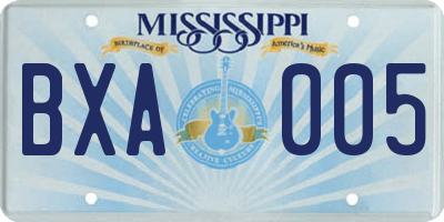 MS license plate BXA005
