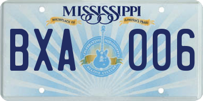 MS license plate BXA006