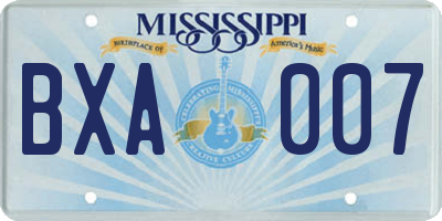 MS license plate BXA007