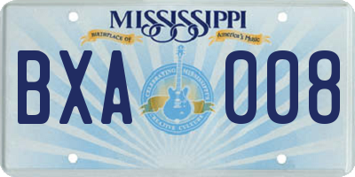 MS license plate BXA008