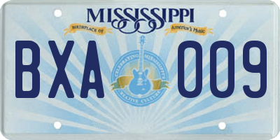 MS license plate BXA009