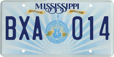 MS license plate BXA014