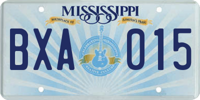 MS license plate BXA015