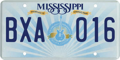 MS license plate BXA016