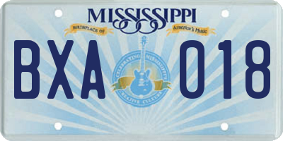 MS license plate BXA018