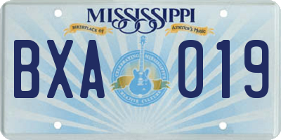 MS license plate BXA019