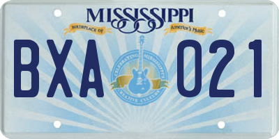 MS license plate BXA021
