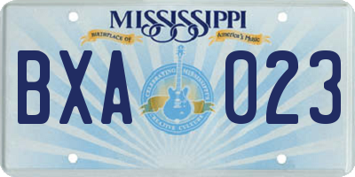 MS license plate BXA023