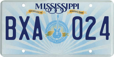 MS license plate BXA024