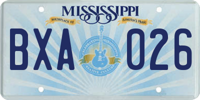 MS license plate BXA026