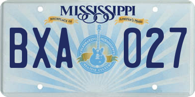 MS license plate BXA027