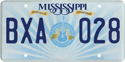 MS license plate BXA028