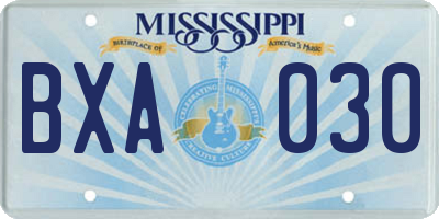 MS license plate BXA030