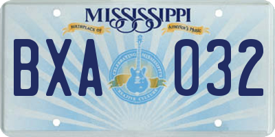 MS license plate BXA032