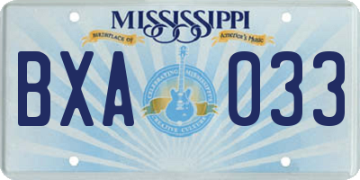 MS license plate BXA033
