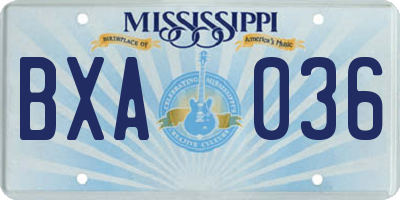 MS license plate BXA036