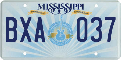 MS license plate BXA037