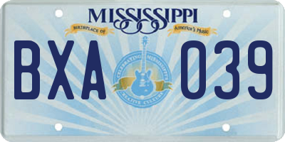 MS license plate BXA039