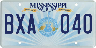MS license plate BXA040