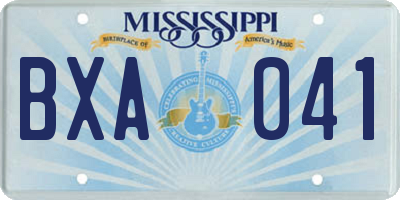 MS license plate BXA041