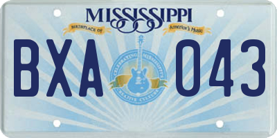 MS license plate BXA043