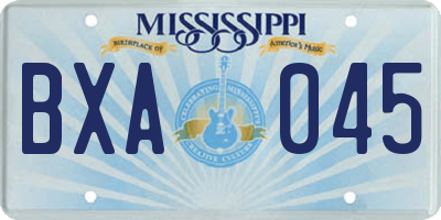 MS license plate BXA045