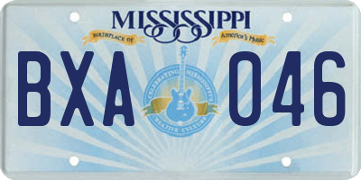 MS license plate BXA046