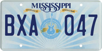 MS license plate BXA047