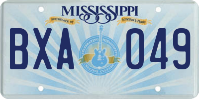 MS license plate BXA049