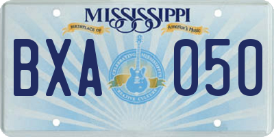 MS license plate BXA050