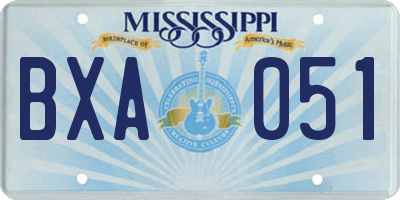 MS license plate BXA051