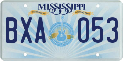 MS license plate BXA053