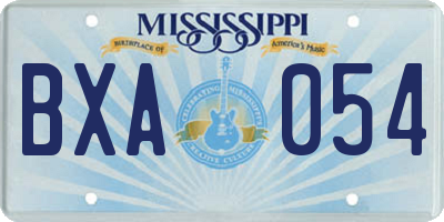 MS license plate BXA054