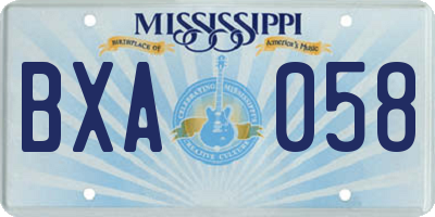 MS license plate BXA058