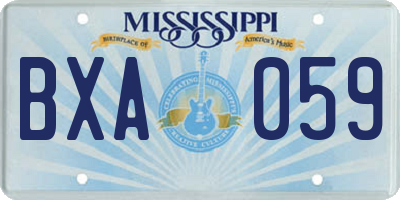 MS license plate BXA059