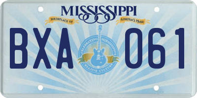 MS license plate BXA061