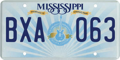 MS license plate BXA063