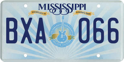 MS license plate BXA066