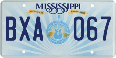 MS license plate BXA067