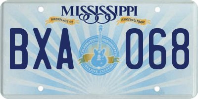 MS license plate BXA068