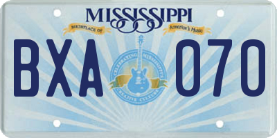 MS license plate BXA070