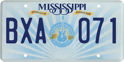 MS license plate BXA071
