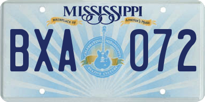 MS license plate BXA072