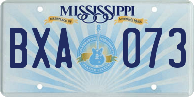 MS license plate BXA073