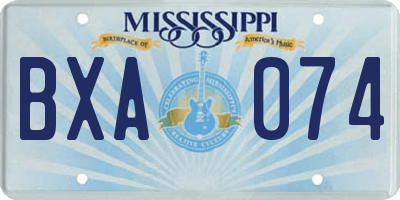 MS license plate BXA074