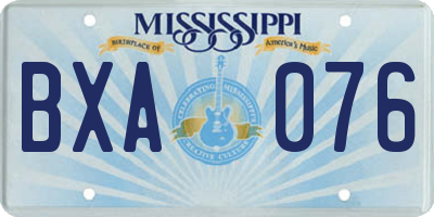MS license plate BXA076