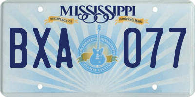 MS license plate BXA077