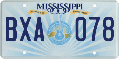 MS license plate BXA078