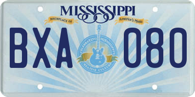 MS license plate BXA080
