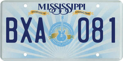 MS license plate BXA081